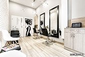Salon fryzjerski. Projekt wnętrza: Marta Konopińska-Tarasiuk